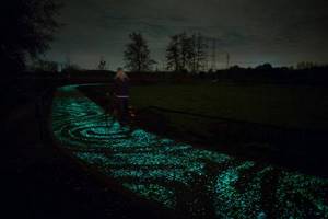 Эта светящаяся велосипедная дорожка напоминает полотна Ван Гога. Восхитительное зрелище!